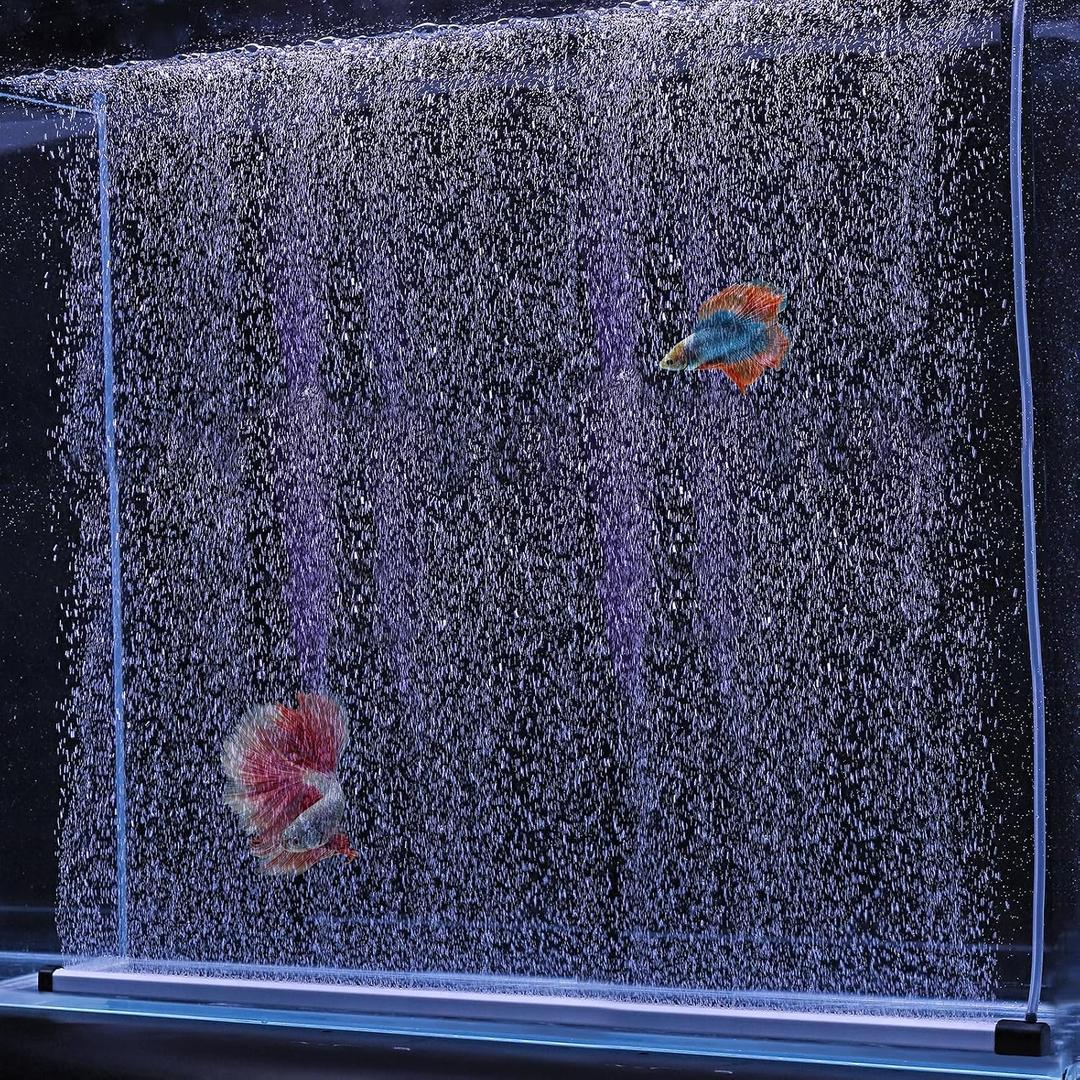 hygger Aquarium Bubble Strip, Nano Air Bubble Curtain Wall Aquarium, Quiet High Dissolved Oxygen Diffuser Fish Tank Bubbler Decorations Self-Sinking for Freshwater Saltwater (27.5 Inch)
