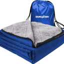 DUKUSEEK Sherpa Waterproof Outdoor Blanket, Large Sherpa Hooded Stadium Blankets for Cold Weather, Portable Wearable Camping Blankets for Concerts, Grass, Car, Boat, Pets, Sporting Events，79"x59"