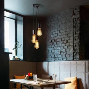 XIHOME 3 Arm Antique Classic Edison Lampshade Adjustable Max. 50 cm DIY Modern Spiral 3 Hanging Pendant Ceiling Spider Lamp Light E26 Retro Chandelier Dining Room Bedroom Black