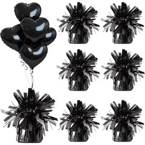 Aluminum Foil Balloon Weights for Parties (6 pcs) - 0.31lb (140g) Each - Premium Balloon Anchors for Birthday, Wedding, Dinner, Indoor & Outdoor Decorations(Black 6pcs)
