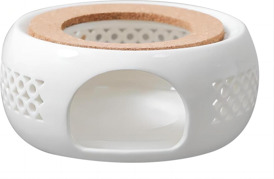 Ceramic Teapot Warmer with Cork Cushion, Teapot Heater, Tea Light Warmer, Suitable for Teapot and Mugs, 6 Inches