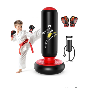 QPAU Kids Punching Bag Toy with Boxing Gloves, 66 Inch Larger Stable Kids Inflatable Boxing Bag Set, Gifts for Boys & Girls Age 6-12, for Practicing Karate, Taekwondo, MMA