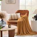 inhand Brown Throw Blanket for Couch Bed,Fall Home Decorative Soft Chunky Chenille Woven Blankets with Tassels,Lightweight Cozy Boho Farmhouse Warm Winter Gifts for Women,50"x60",Medium Thick