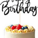 Black Birthday Cake Topper Party Decorations for Men Woman Birthday Cake Decors