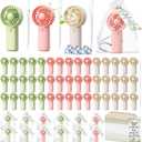 50 Set Wedding Mini Handheld Fans for Guests Bulk, Portable Battery Operated Small Cooling Fans with Thank You Cards & Organza Bags, Perfect for Summer Outdoor Bridal Shower Party Favors (Color)