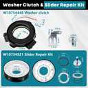 W10754448 W10734521 Washer Clutch and Slider Kit Fit for Ken-more Whirl-pool Washer Parts, Replace W10447973, W10817398, W10905022, W10006484, W10006494, W10275082, W10447975, W10905025 by Fetechmate