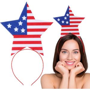1 Pcs Patriotic Headbands 4th of July Hair Accessories Independence Day Party Supplies USA Flag Star Design Headbands for Women Kids Girls Patriotic Party Favor Decorations