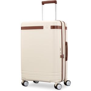 Virtuosa Hardside 21 Inch Carry On Luggage - Airline Approved with 360 Spinner Wheels, RightHeight Adjustable Handle - Zippered WetPak - TSA Lock - Expandable Light Polycarbonate Shell - Off White