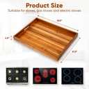 Teak Wood Noodle Board Stove Cover with Handles for Gas & Electric Stoves, 29.5" x 21.6" Wooden Stovetop Cover Tray for Counter Space, Cutting Board with Juice Groove