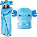 Axolotl Wearable Hooded Blanket for Adults - Super Soft Warm Cozy Plush Flannel Fleece & Sherpa Hoodie Throw Cloak Wrap - Axolotl Gifts for Women Adults and Kids 52 In x 60 In 132 Cm x 152 Cm