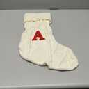 21 Inches Knitted Christmas Stockings with Initials, Large White Custom Monogram Christmas Stockings with Letter, Suitable for Xmas Holiday Party Gifts & Decoration for Fireplace (White-A)