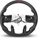 Heated Steering Wheel for Dodge Ram 1500 TRX 2021-2024 Hydro-Dip Carbon Fiber D-shaped Flat-bottom Perforated Leather Grip Hand-Stitched Fit for Ram 1500 TRX Steering Wheel