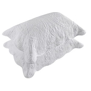 BOSOWOS Pillow Shams Standard Size Set of 2, Ultra Soft Breathable Quilted Pillow Cases 20 x 26 inches for Sleeping, Grey Printing Standard 2 Pack (white)