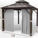 Gazebo Universal Replacement Privacy Curtain – Hugline 10' x 12' Gazebo Side Wall Outdoor Privacy Panel with Zipper (Gray)