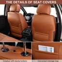 Car Seat Covers Full Set, Breathable Leather Automotive Front and Rear Seat Covers & Headrest, Universal Automotive Vehicle Seat Cover for Most Sedan SUV Pick-up Trucks, Brown
