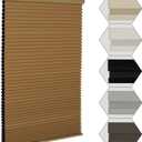 MYshade Cordless Blackout Window Blinds & Shades Pull Down Room Darkening Window Shades Light Blocking Honeycomb Cellular Shade for Indoor Windows Easy to Install 31 inch Wide, H72 Light Brown Blinds