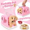 G.C Dog Toys for Girls Kids, Walking Barking Electronic Interactive Plush Puppy Toy with Carrier & Accessories Toddlers Pretend Play Pet Care Playset, Gifts for Little Girls 3 4 5 6 Year Old