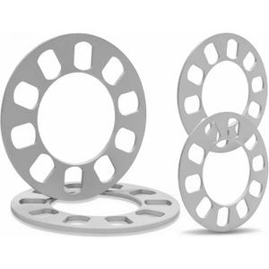 4 Pack Universal Wheel Spacers, 1/5" (5mm) Die Cast Replacement Wheel Spacer for 5 Lugs Wheels/Rims, Fits 100-120mm Multiple Bolts Pattern, 5x100, 5x108, 5x110, 5x112, 5x114.3, 5x115, 5x120 (Silver)
