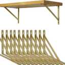 EZYDECOR Shelf Brackets Gold Brackets for Shelves 8 Inch Metal Wall Mounted Shelf Support Triangle Brackets for Floating Shelving with Screws (12 Pack)