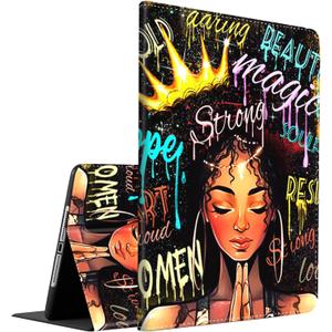Case for Samsung Galaxy Tab S8 2022/Tab S7 2020 11 Inch (Model SM-X700/X706/T870/T875/T878), Multi-Angle Smart Stand Cover Auto Sleep/WakeAfrican American Women Graffiti Afro Black Girl with Crown