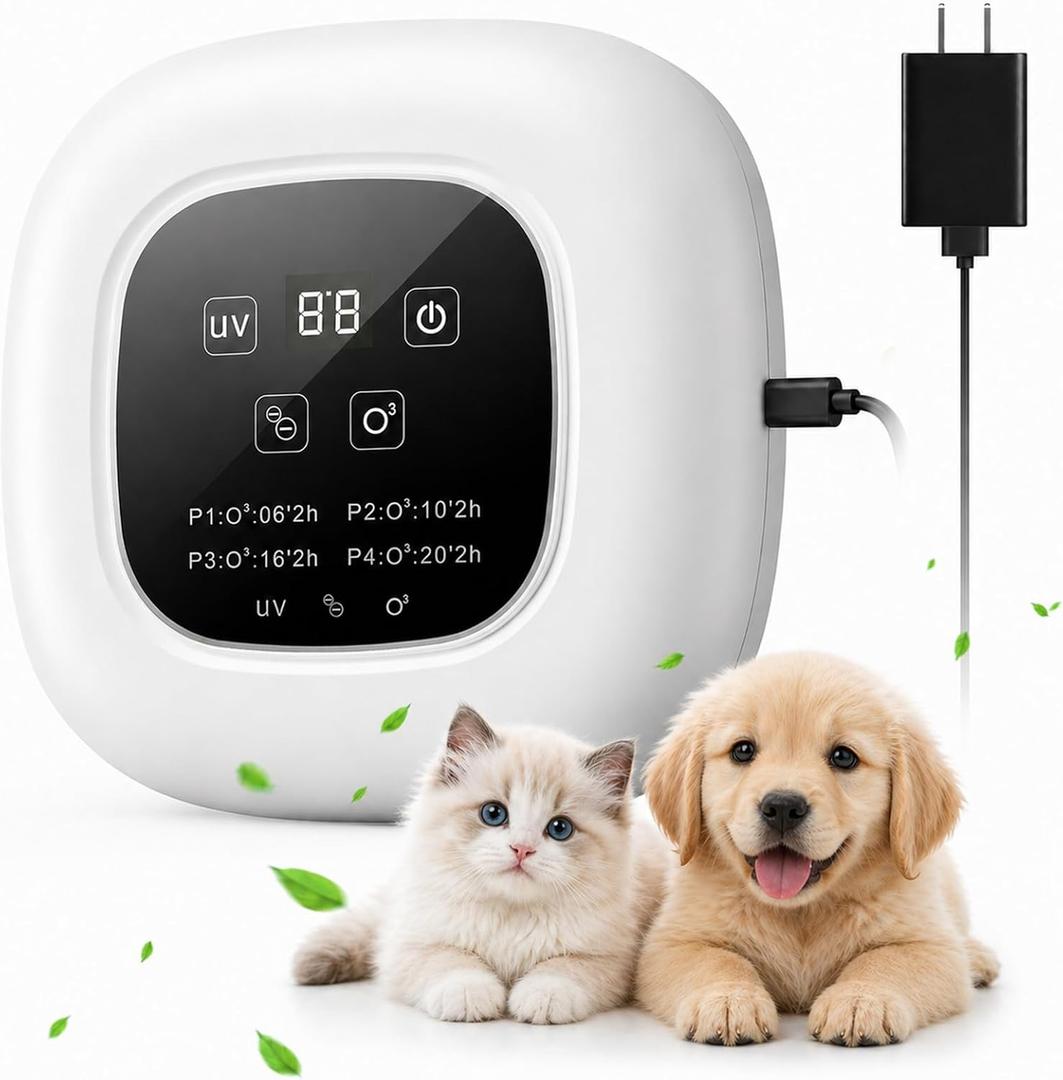 Air Purifier, Quiet Air Freshener, Cat Litter Deodorizer with Ozone & Negative Ion for Litter Box, Pet Odor, Smoke, Musty, Dust, Ionic Air Purifier for Bedrooms, Kitchens, Bathrooms and Small Room