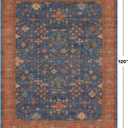 Washable Navy Blue Living Room Rug, 8x10 Area Rug For Bedroom, Dining Room Rugs for Under Table - Low Pile Non-Slip Rubber Backing Stain Resistant Rug - Aethestic Boho Home Decor (8x10 Navy Blue)