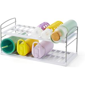 YouCopia UpSpace Water Bottle and Travel Mug Cabinet Organizer, Adjustable Storage Rack for Kitchen Organization, 2-Shelf Wide