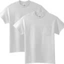 Gildan Adult Ultra Cotton T-Shirt with Pocket, Style G2300, 2-Pack (White, XL)