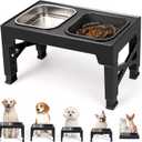 Niubya Elevated Dog Bowls, with Slow Feeder Bowl and Stainless Steel Dog Food Bowl, Raised Dog Bowls Adjusts to 5 Heights (3.15", 8.66", 9.84",11.02", 12.2") for Small Medium and Large Dogs (Black)