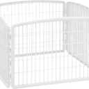 IRIS USA Dog Playpen, 4-Panel 24" Pet Playpen, Puppy Playpen, Indoor/Outdoor Dog Pen, 35 x 35 x 24, Foldable, Customizable, Dark Gray