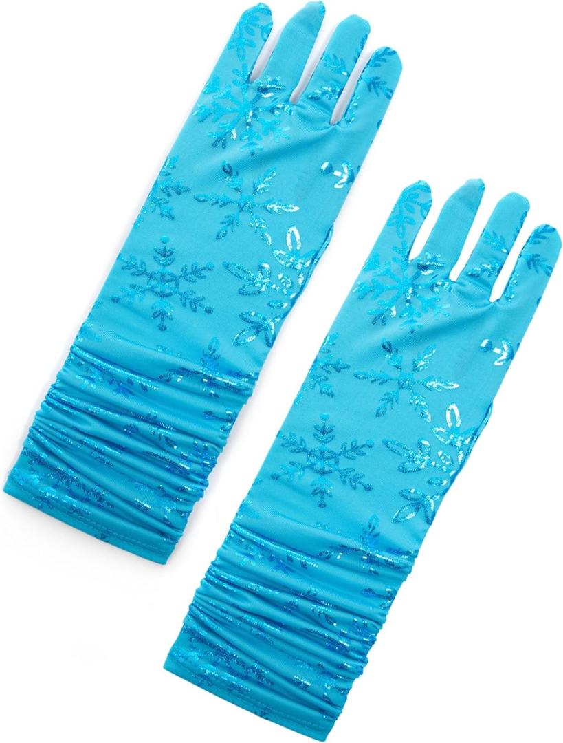 Little Adventures Elbow Length Child Princess Gloves - Machine Washable Costume Accessory (Blue)