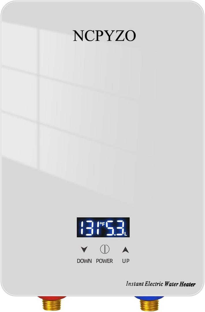 6.5kW Tankless Electric Water Heater,240V Instant Hot Water for Kitchen & Sink, Continuous Flow On-Demand Heating, Self-Modulating Technology, Overheating Protection, Energy Efficient & Easy Installation.