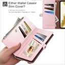 XcaseBar Compatible with iPhone 16e 6.1"/17e 6.1" Wallet case with Zipper Credit Card HolderRFID Blocking,Flip Folio Book Leather Phone case Shockproof Cover Women Men for Apple 16e case Rose Gold