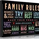 Family Rules Canvas Wall Art Family Inspirational Quotes Wall Decor Picture Colorful Uplifting Man Cave Poster Print Painting for Home Office Bedroom Living Room Home Decorate Prepare To Hang