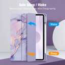 Fintie Hybrid Slim Case for iPad Pro 11-inch (4th / 3rd Generation) 2022/2021 - [Built-in Pencil Holder] Shockproof Cover w/Clear Transparent Back Shell, Also Fit iPad Pro 11" 2nd Gen, Lilac Marble