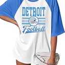 Football Shirts Women Game Day Shirt Sequin Gameday Outfits Football Team Fans Graphic Tees Fall Sports Jersey (Large, Blue)