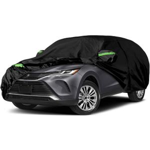 Waterproof Car Cover Compatible with Toyota Venza 2009-2024, Black 210T Inside Cotton Cover with Door Zippers for Snow Rain Dust Outdoor Protection