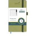 BEZEND Pocket Monthly Planner 2026-2027 (3.5" x 6.5") 2 Year Calendar Book for Purse with Note Pages, 100 GSM Paper, Inner Pocket, Pen Holder, Vegan Leather Hardcover in Kiwi