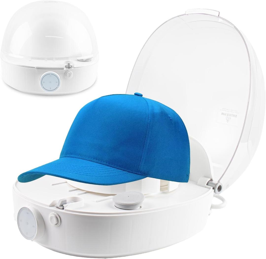 Hat Cleaner, Automatic Hat Steamer Shaper, Cap Care Machine Cleaner, Steam Cleaning & Ironing and Fast Drying for Baseball Caps, Bucket Hats, Felt Hats (Blue)