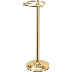 Home Accents Toilet Paper Holder Stand, Brass Finish, Freestanding Bathroom Floor Stand, Weighted Base, 22 Inch