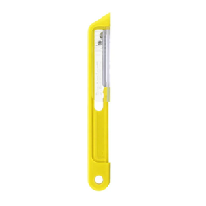Dreamfarm Sharple Self-Sharpening Vegetable Peeler - Yellow Ceramic sharpener in safety cover automatically hones stainless steel swivel blade, suitable for left & right handed use