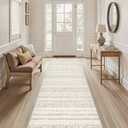 cotiled Washable 3x8 Runner Rugs: Washable Boho Rugs with Non Slip Backing Large Soft Indoor Stain Resistant Carpet for Living Room Bedroom Farmhouse Dining Room Lightweight Home Decor Brown/Cream