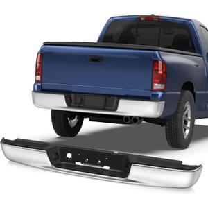 Rear Step Bumper W/Step Pad Compatible for 2002-2008 Dodge Ram 1500 2003-2009 Dodge Ram 2500 3500 Steel Back Bumpers Assembly CH1103111 -Chrome