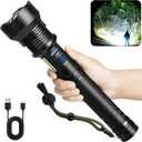 Cinlinso Rechargeable LED Flashlights High Lumens, 99,000 Lumens Super Bright Flash Light with 7 Modes, Powerful Handheld Waterproof Flashlights for Home Emergencies, IPX6 Waterproof