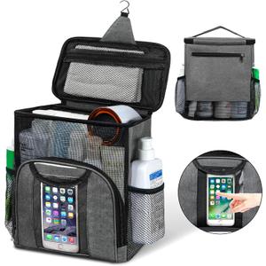 Attmu Mesh Shower Caddy Portable Dorm Tote Bag, Quick Dry Hanging Toiletry Bag, Large Capacity Shower Bag for College Dorm Room Essentials for Boys and Girls for Bath Camping (Gray)