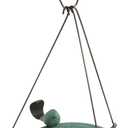 Ancient Graffiti Ceramic Teal Round Hanging Bird Bath