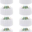 sancua 90 Inch Round Tablecloth White, 8 Pack - Circle Polyester Fabric Table Cloth for Wedding Party Reception Banquet Birthday, Washable Formal Table Cover (Fit 30-72 Inch Tables)