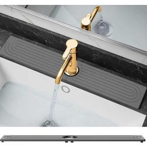 Faucet Mat for Kitchen Sink - Diatomite Fast Drying Stone Sink Tray, Super Absorbent,Faucet Splash Guard for Bathroom Counter (DarkGrey, 23.6" x 4")