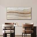 Sorbrozo Abstract Textured Wall Art 20x40 Inch Framed Neutral Beige and Gold Wavy Landscape Canvas Print Modern Decor for Living Room Bedroom & Office
