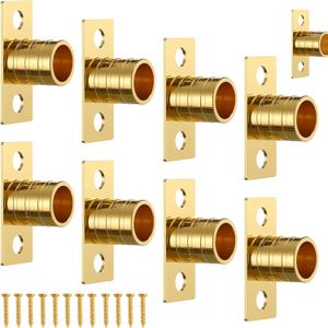 Pelopy 8 Pcs Inside Mount Curtain Rod Bracket 3/8" Bracket Set for 3/8" Rodding (Brass)